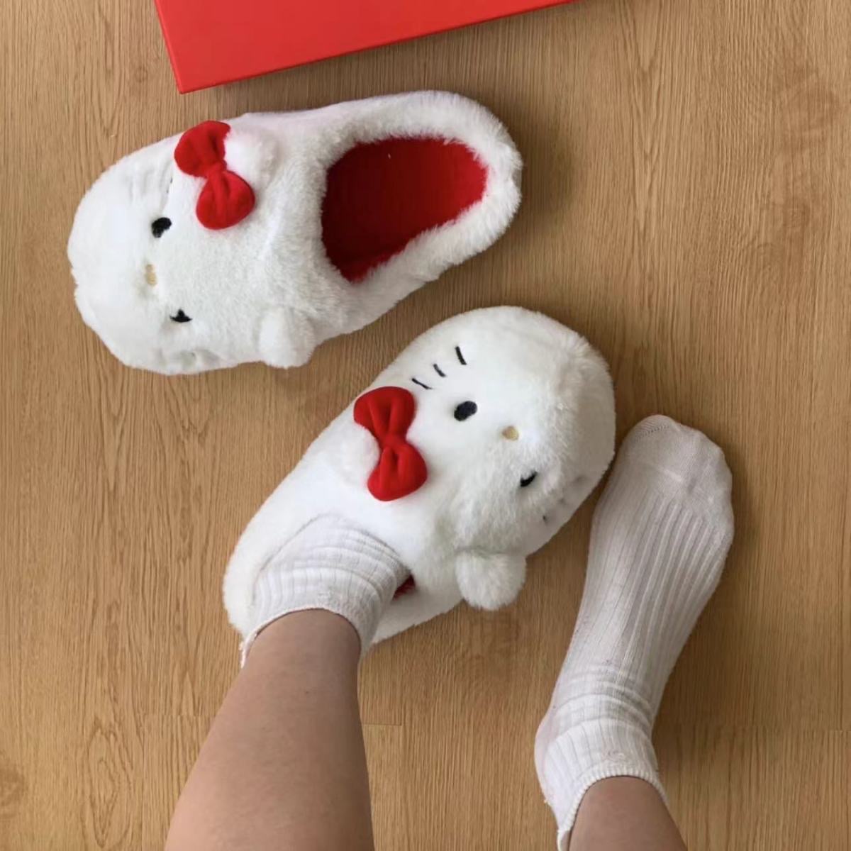 白色kitty毛毛拖 包跟/不包跟備注