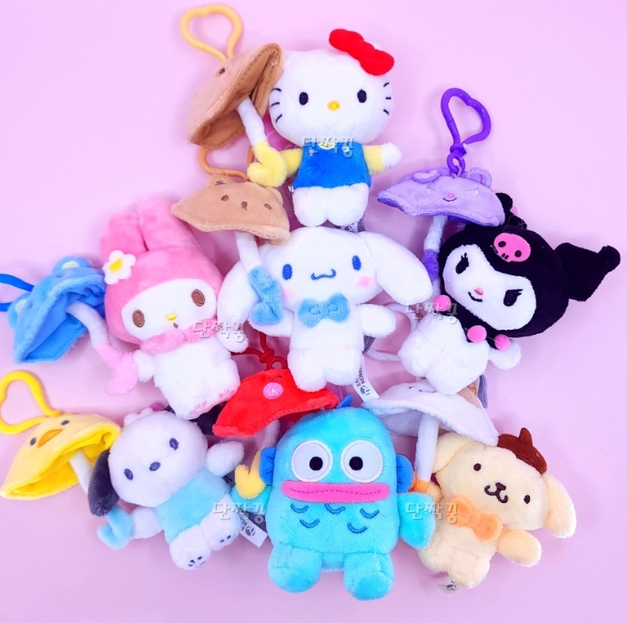 韓國三麗鷗 酷洛米 大耳狗 凱蒂貓HelloKitty 美樂蒂 布丁狗 人魚漢頓 帕恰狗 好朋友雨傘 玩偶吊飾 8公分高
