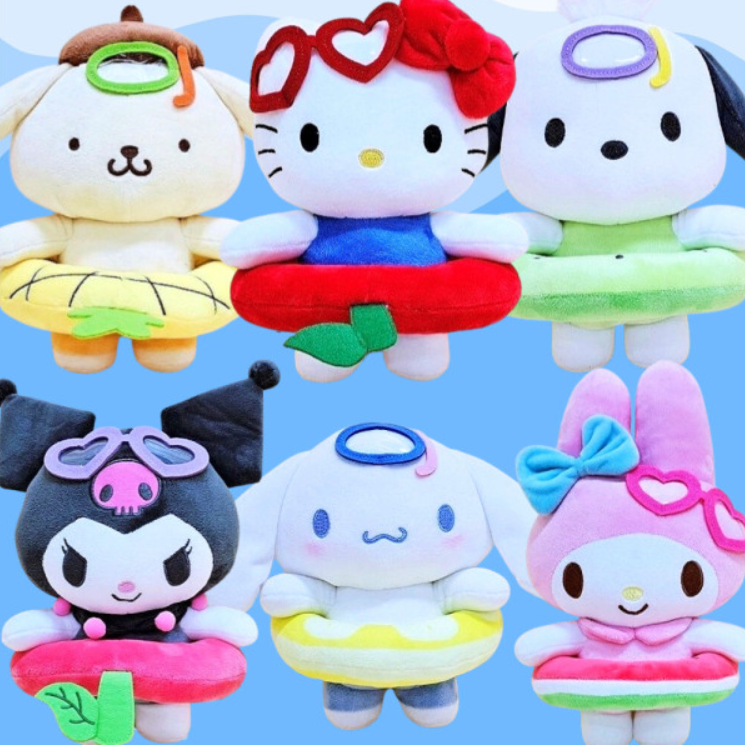 韓國三麗鷗 酷洛米 大耳狗 凱蒂貓HelloKitty 美樂蒂 帕恰狗 布丁狗 水果泳圈 玩偶 娃娃 25公分高