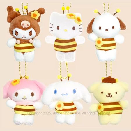 韓國三麗鷗 酷洛米 大耳狗 凱蒂貓HelloKitty 帕恰狗 布丁狗 美樂蒂 小蜜蜂 玩偶 娃娃 蜜蜂吊飾 8公分高