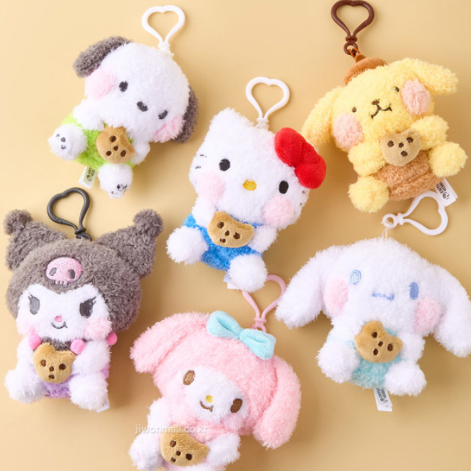 韓國三麗鷗 酷洛米 大耳狗 凱蒂貓 HelloKitty 美樂蒂 帕恰狗 布丁狗 吃餅乾 吊飾 娃娃 鑰匙圈 13公分高