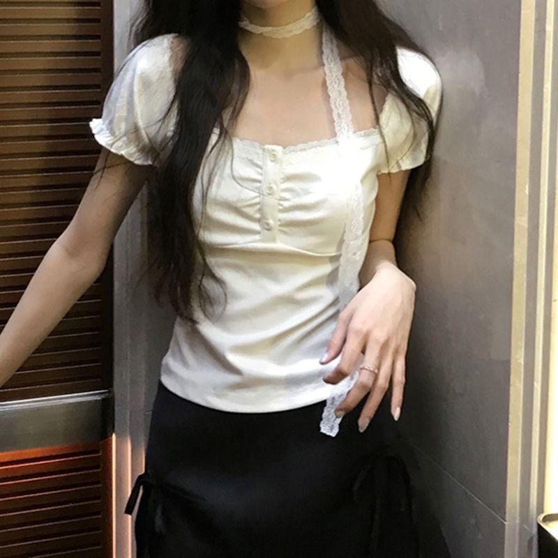 27036純欲蕾絲短袖上衣