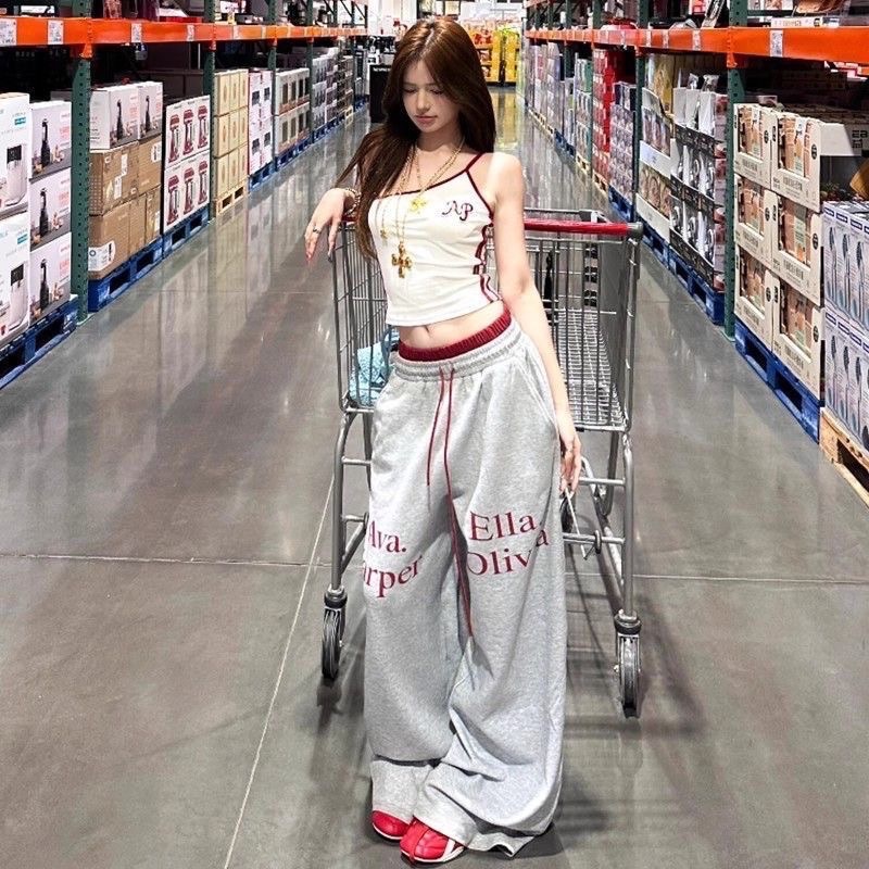 𝟐𝟕𝟏𝟔𝟗休閒運動美式闊腿褲吊帶套裝
