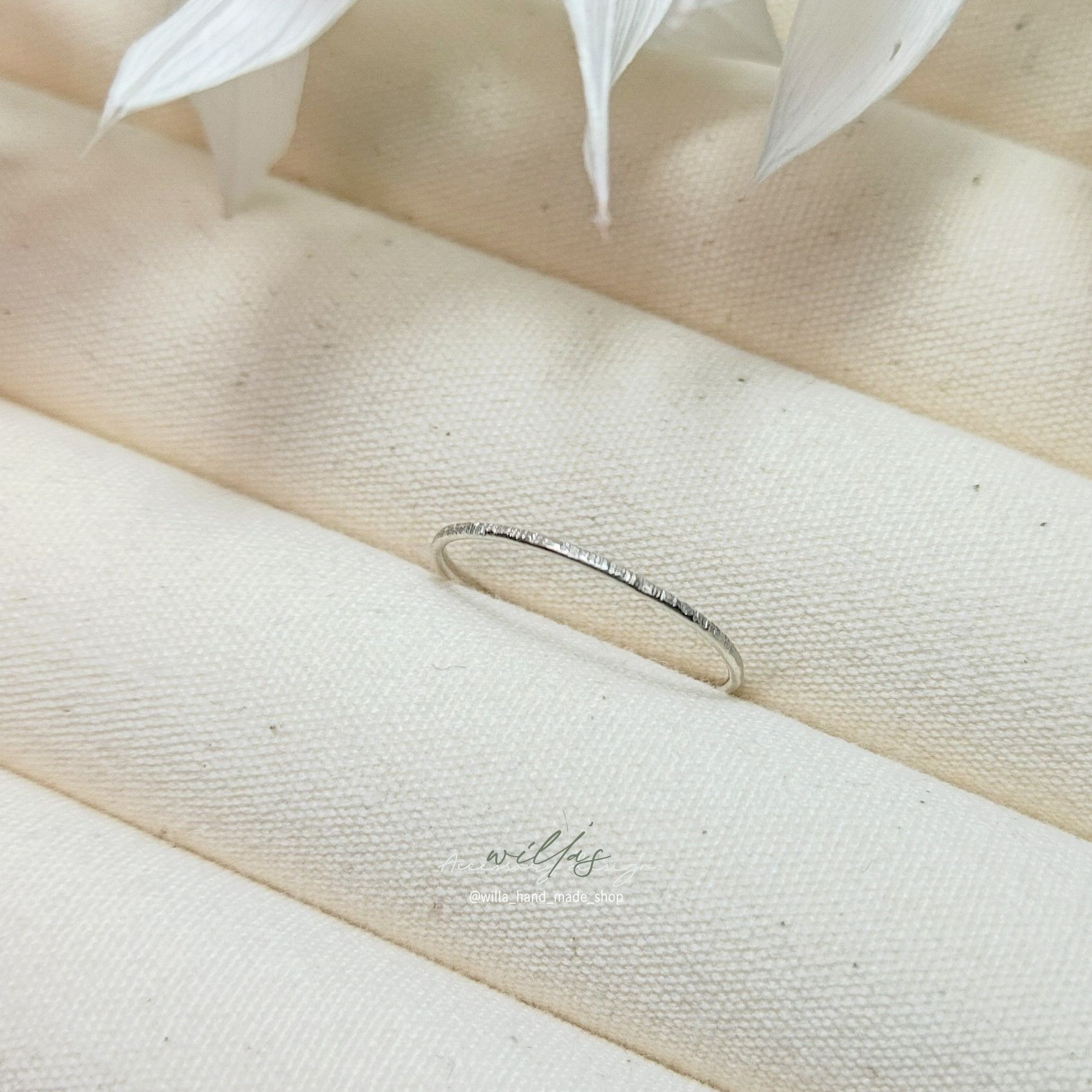 ≡Willa≡ 金工系 0.8mm敲紋線戒 925純銀戒指 手作