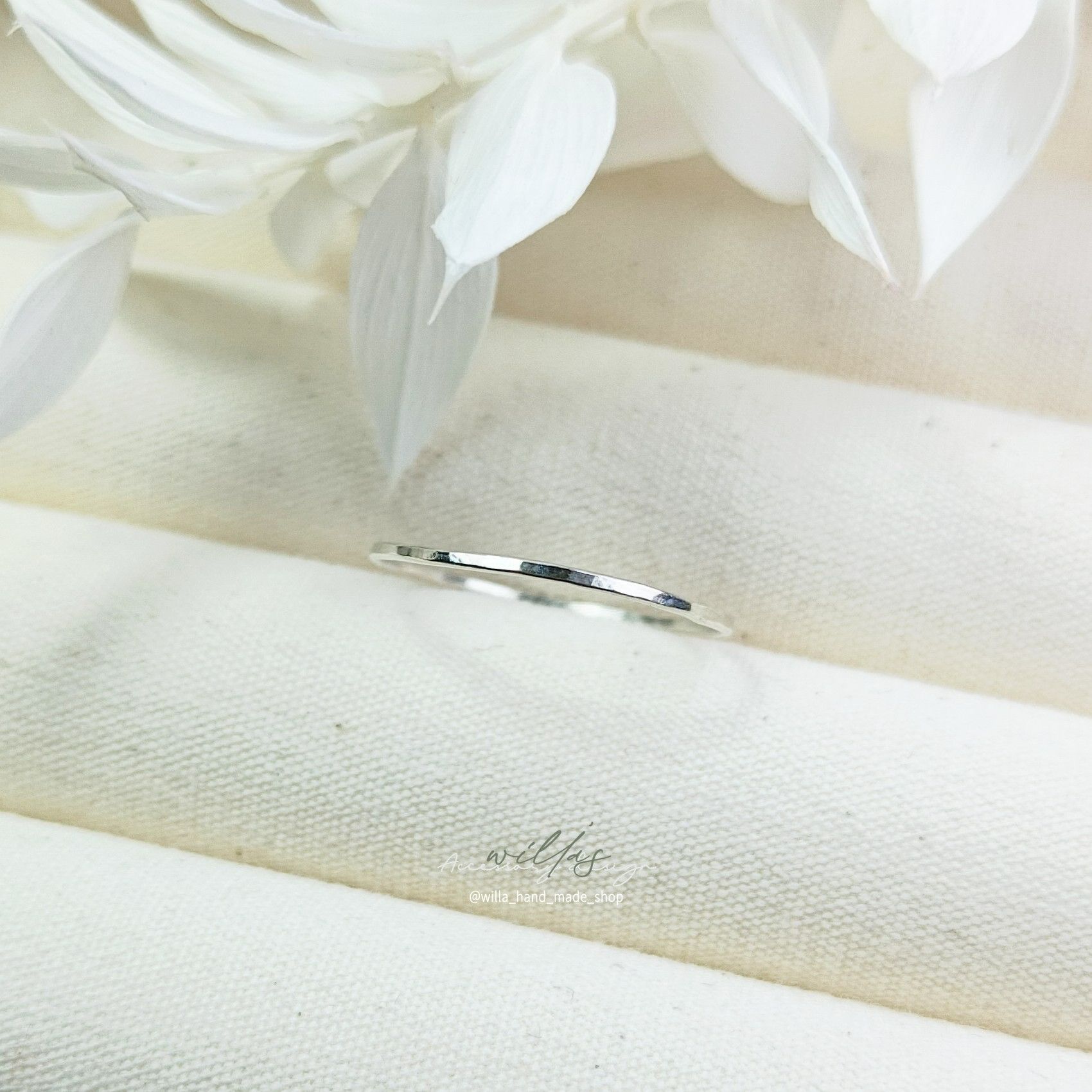 ≡Willa≡ 金工系 0.8mm不規則敲紋線戒 925純銀戒指 手作