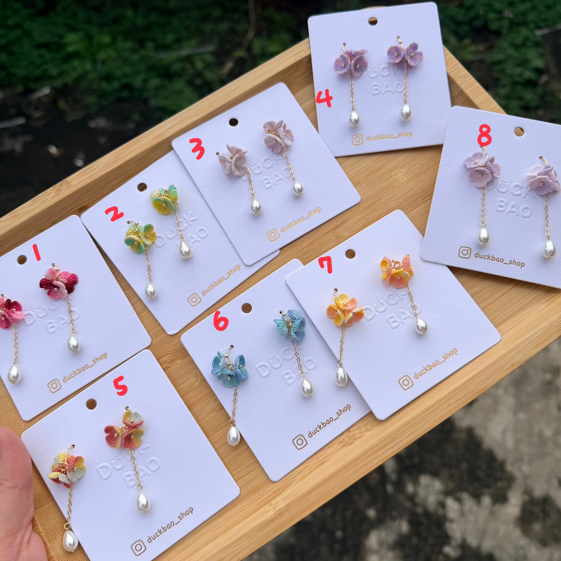 花花垂墜小珠耳鉤（這款可以改耳夾需要備注）