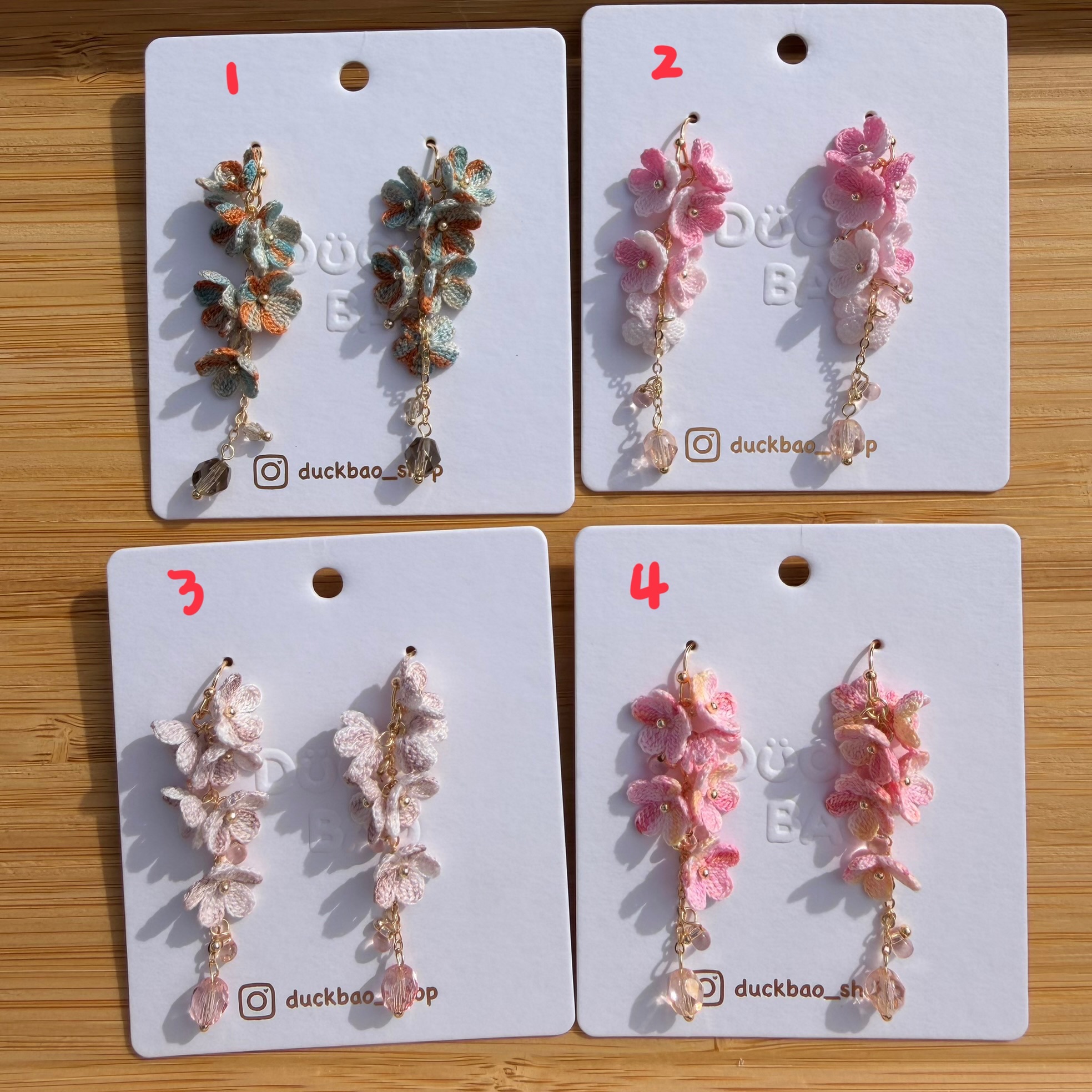花花耳鉤（可以改夾）下面是水晶