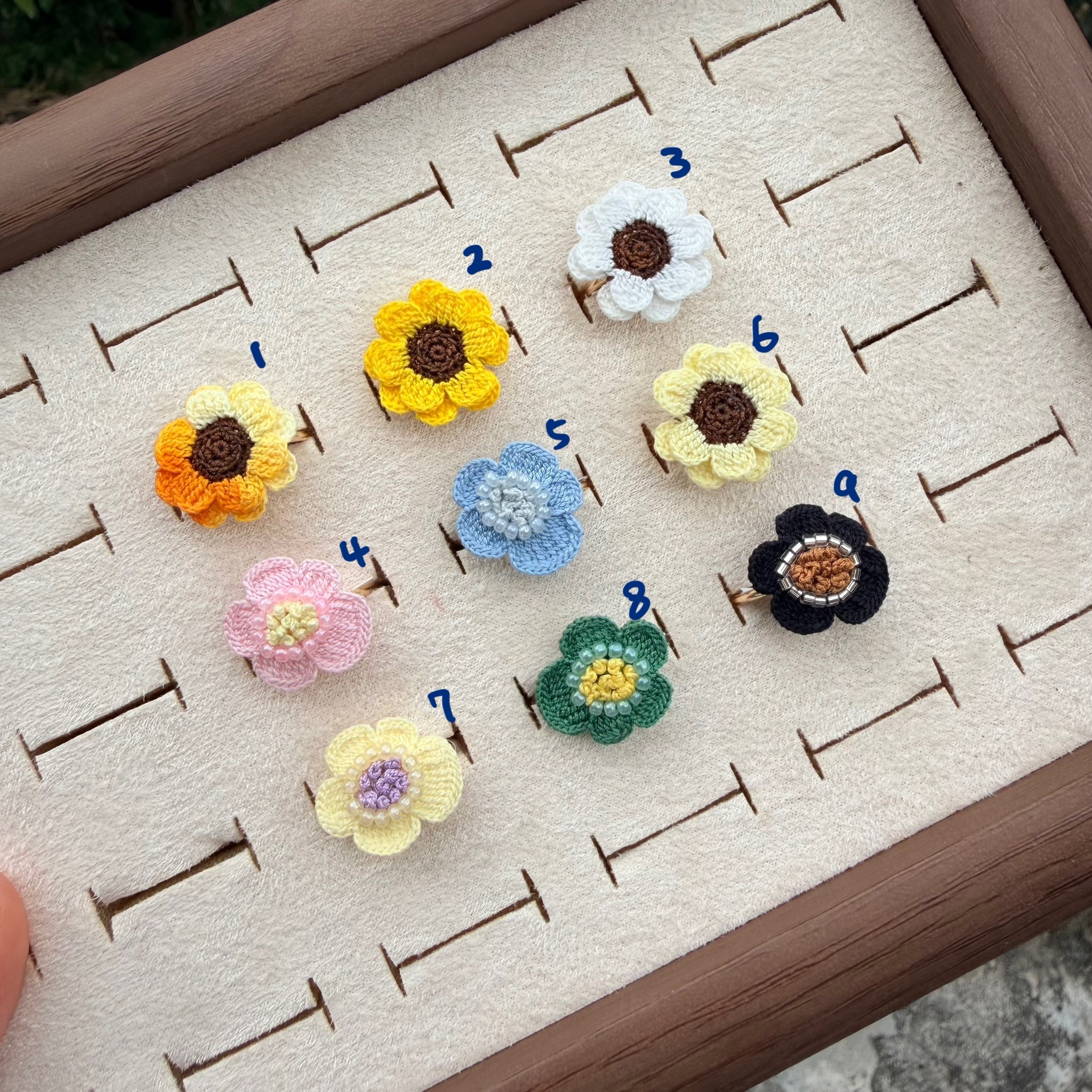 雙層向日葵🌻、大花珠珠戒指💍