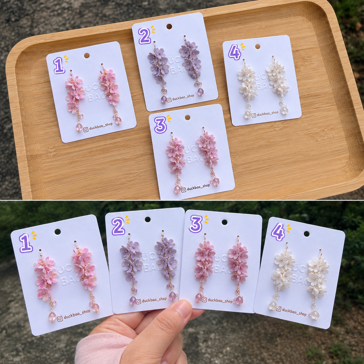 花花耳鉤（可以改夾）下面是水晶