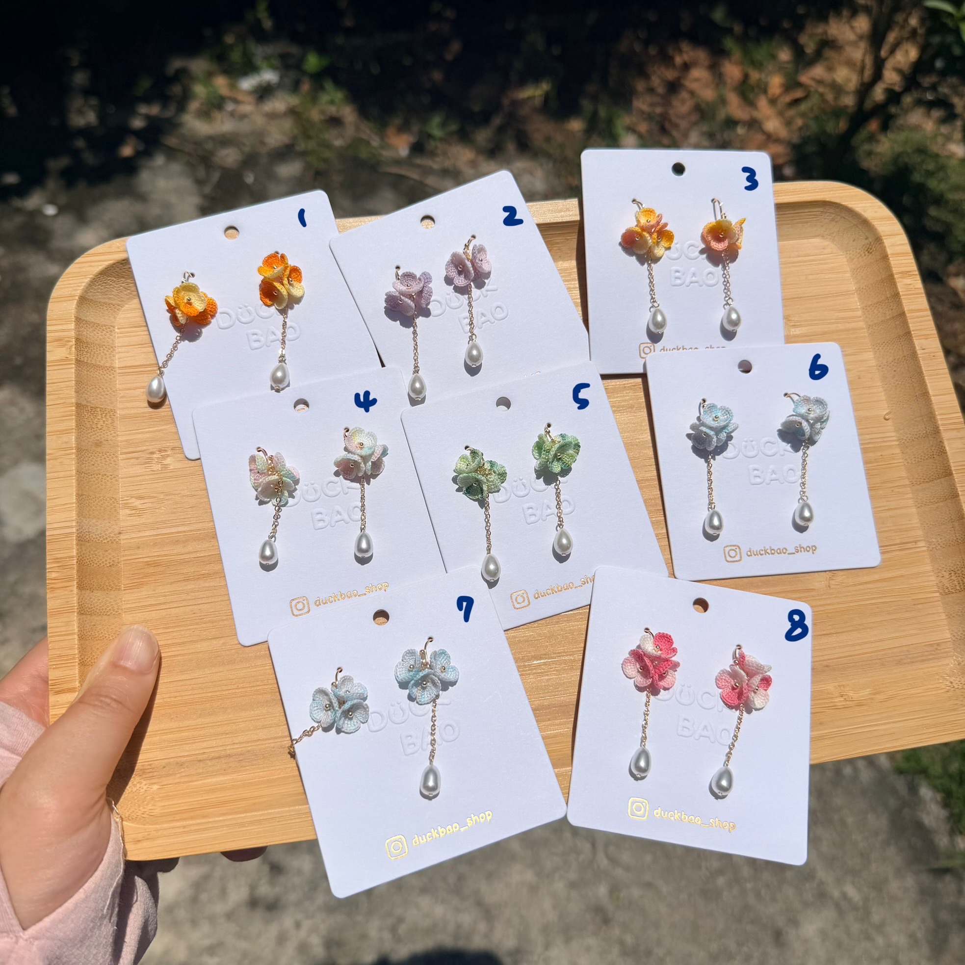 花花垂墜小珠耳鉤_2