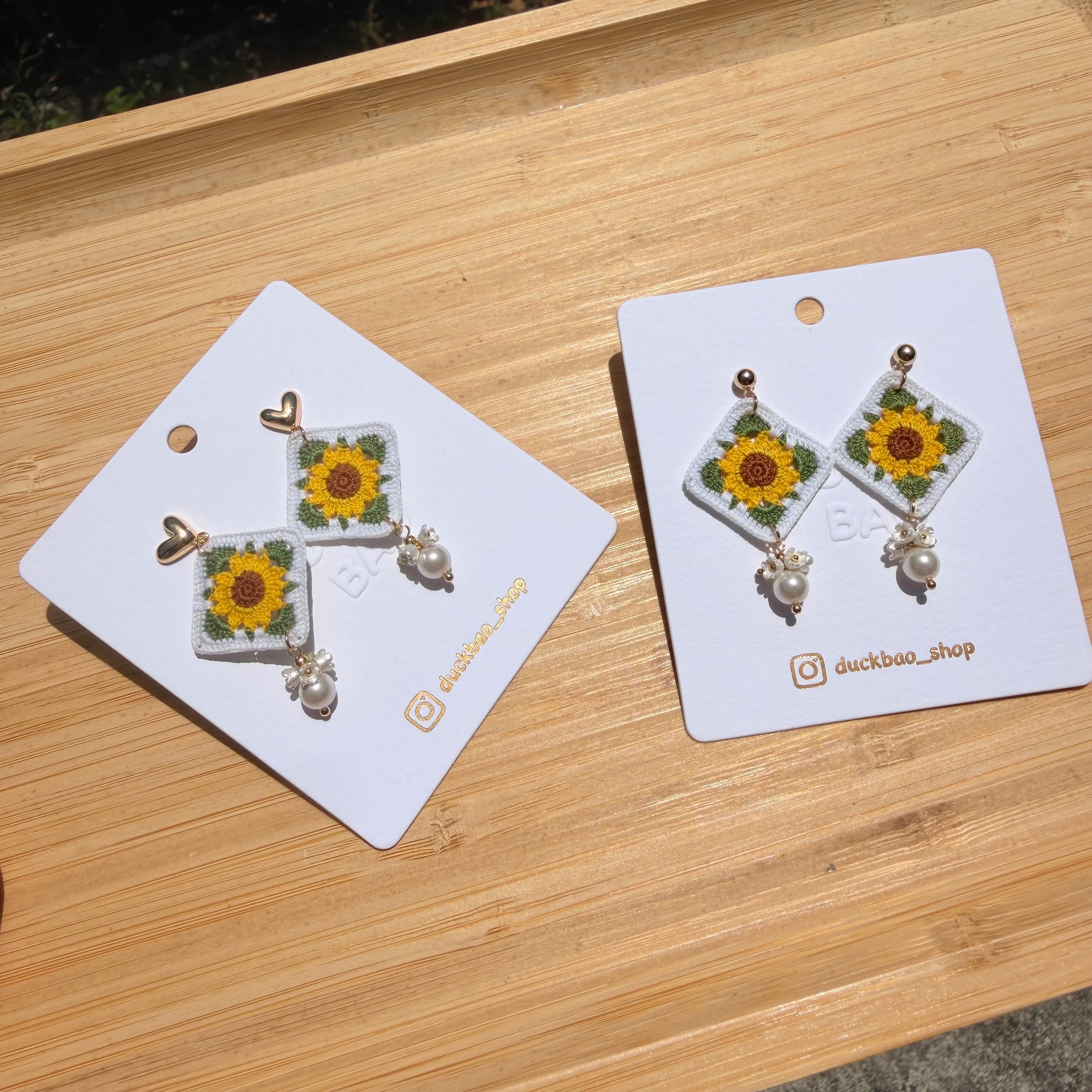 向陽花窗耳釘（愛心、圓點）