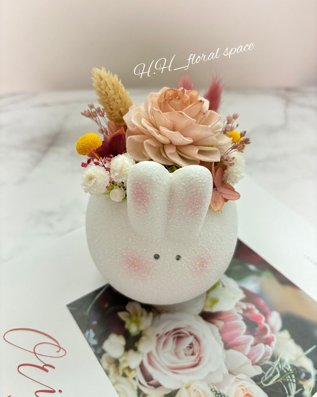 秋日萌萌兔擴香小桌花
