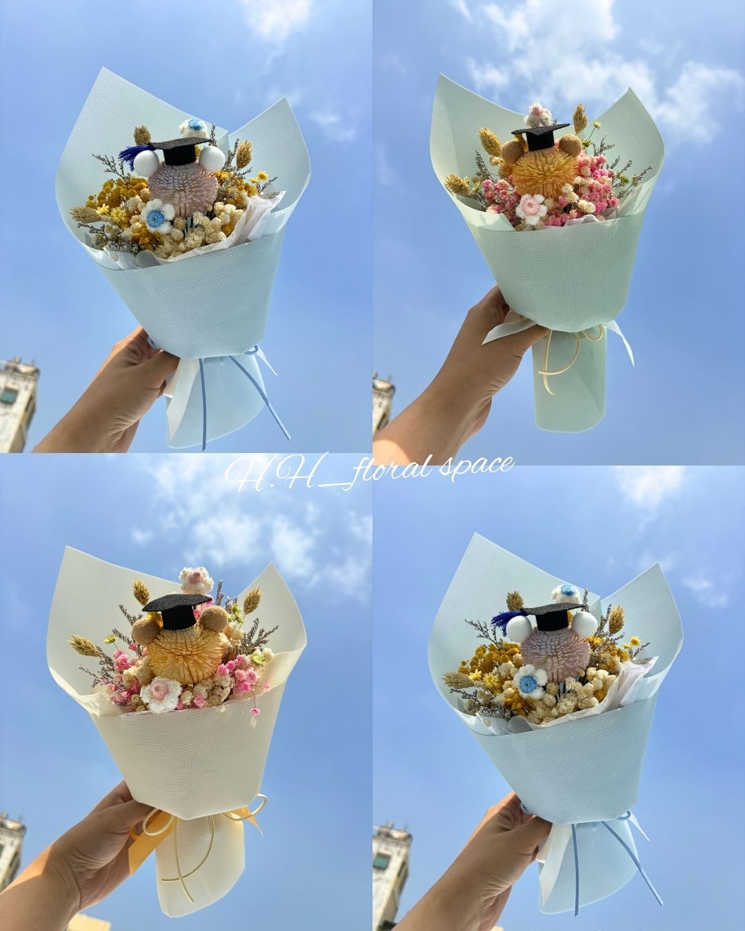 ｜畢業花禮｜晴日祝福畢業熊小花束-放大版