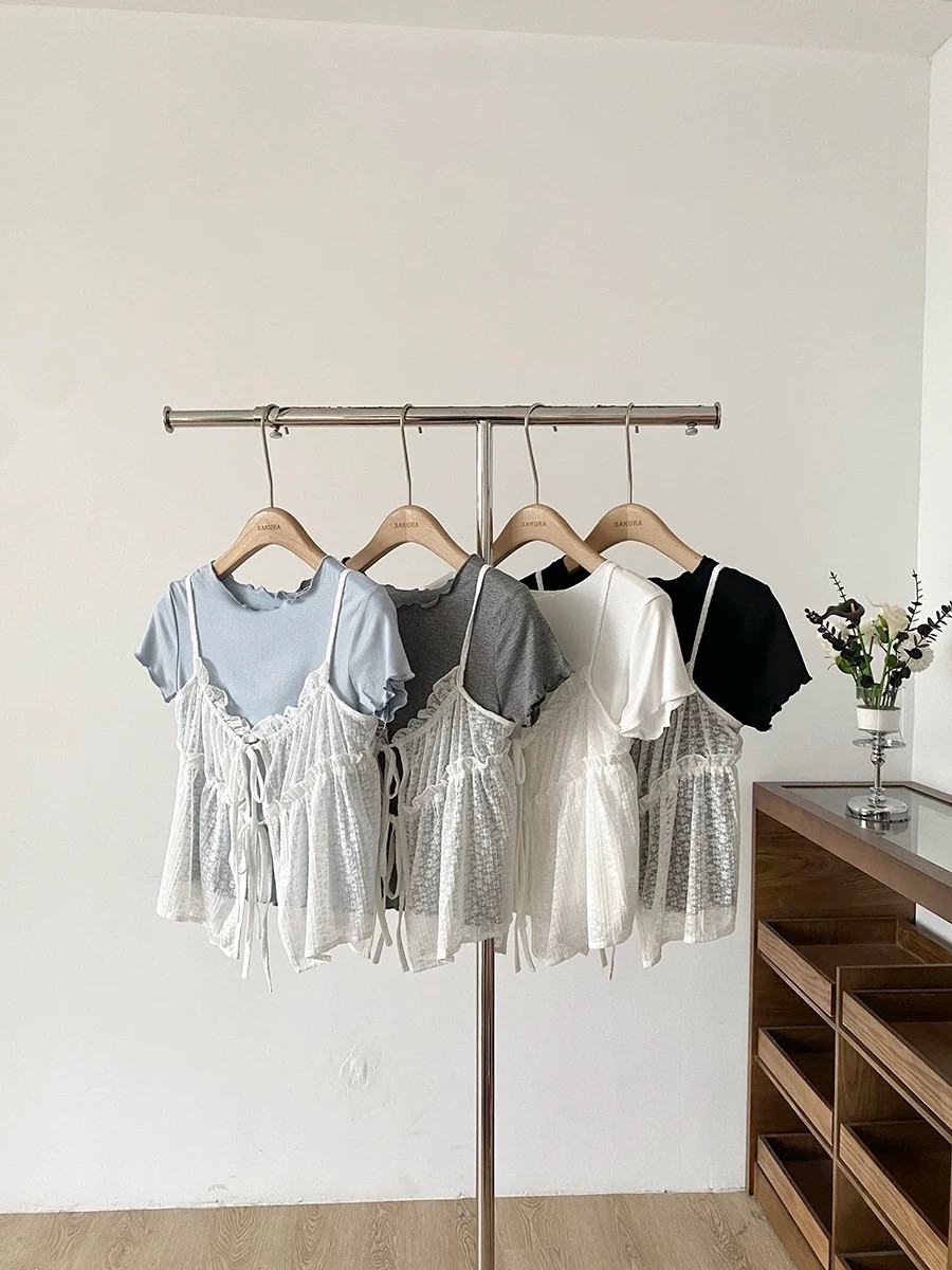 1+1蕾絲吊帶上衣