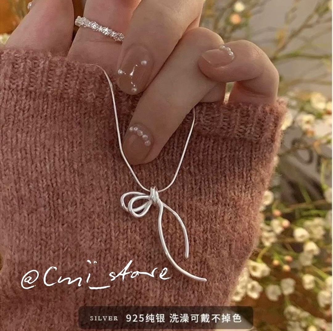 S925 蝴蝶結吊墜項鍊
