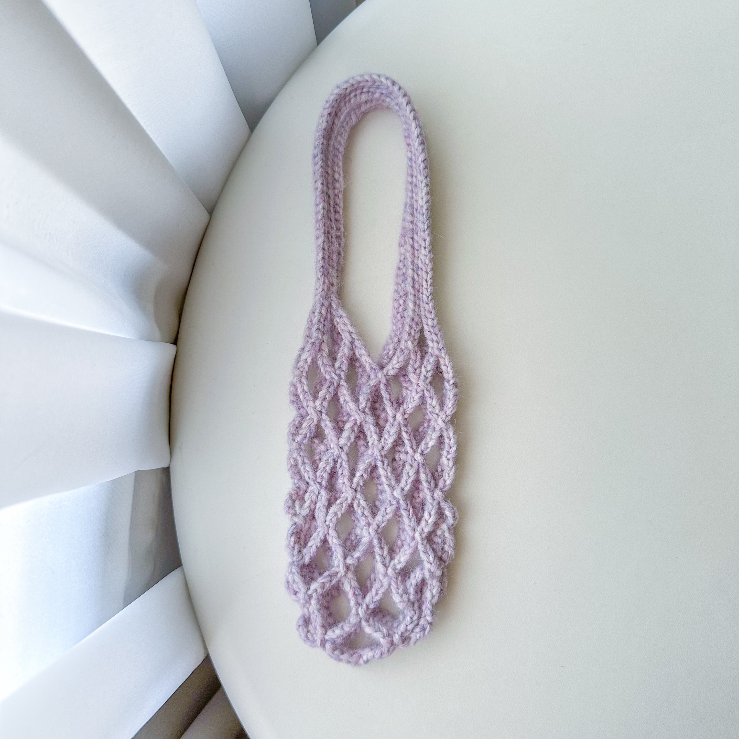 迷霧薰衣草 編織飲料提袋 飲料提袋 手工編織 環保提袋 飲料杯套 毛線提袋 冰霸杯提袋