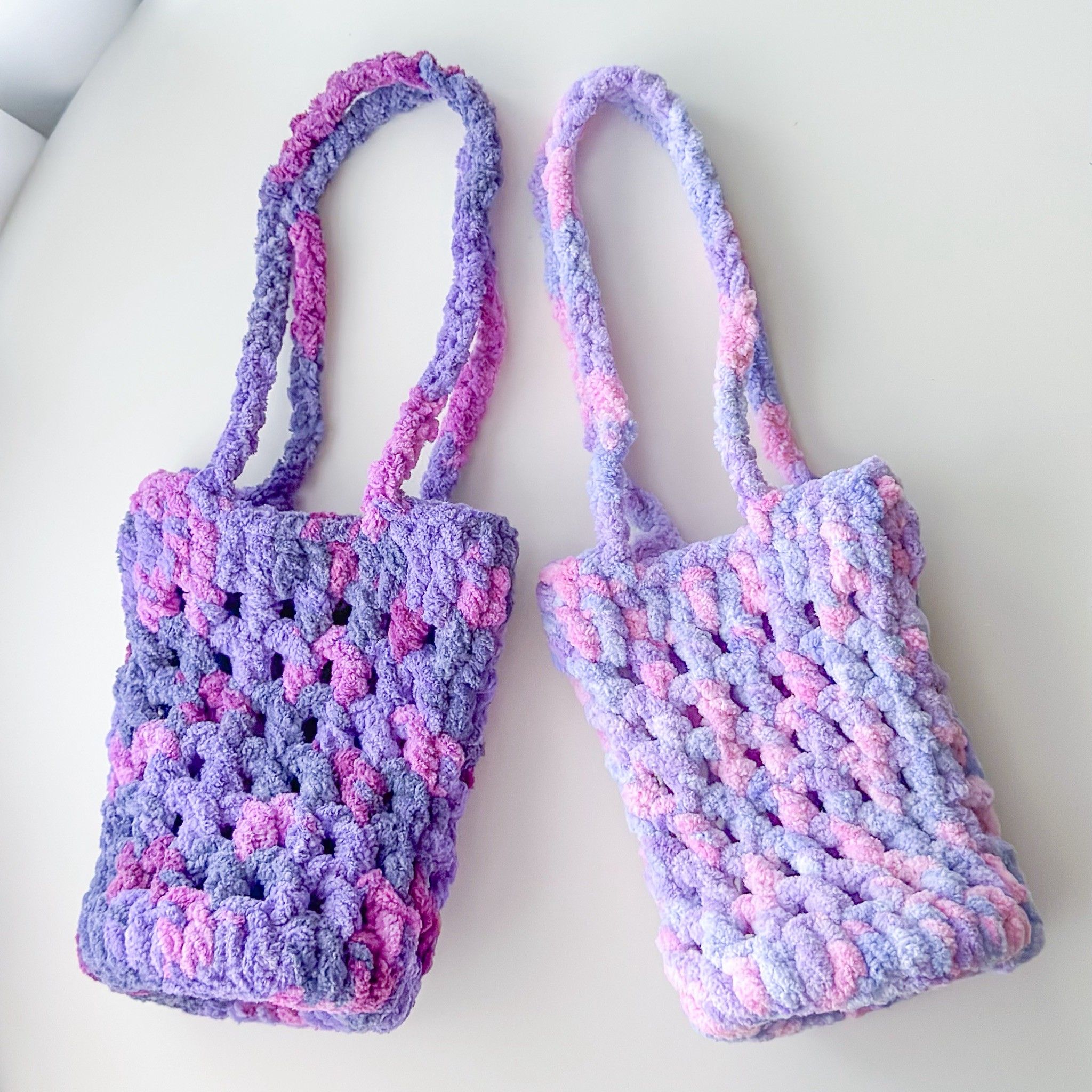 薰衣草雲朵鬆餅 大象杯袋 飲料提袋 手作杯套 手工編織 編織飲料提袋 環保袋 飲料套 毛線提袋