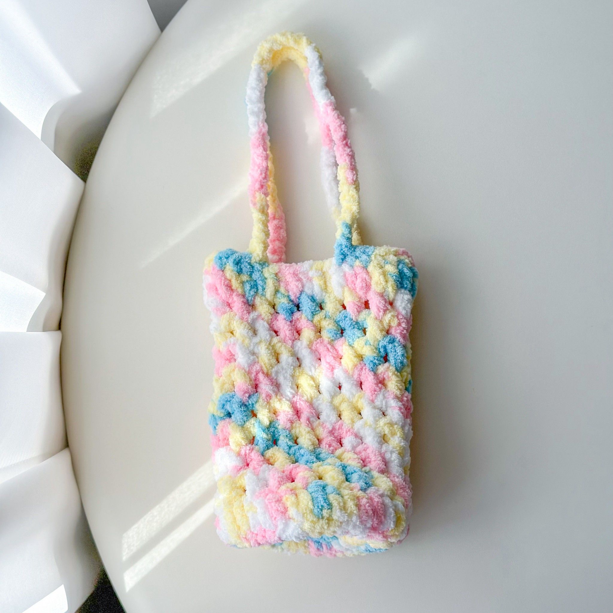 棉花糖雲朵鬆餅 大象杯提袋 飲料袋 手作杯套 手工編織 編織飲料提袋 環保袋 飲料套 毛線提袋