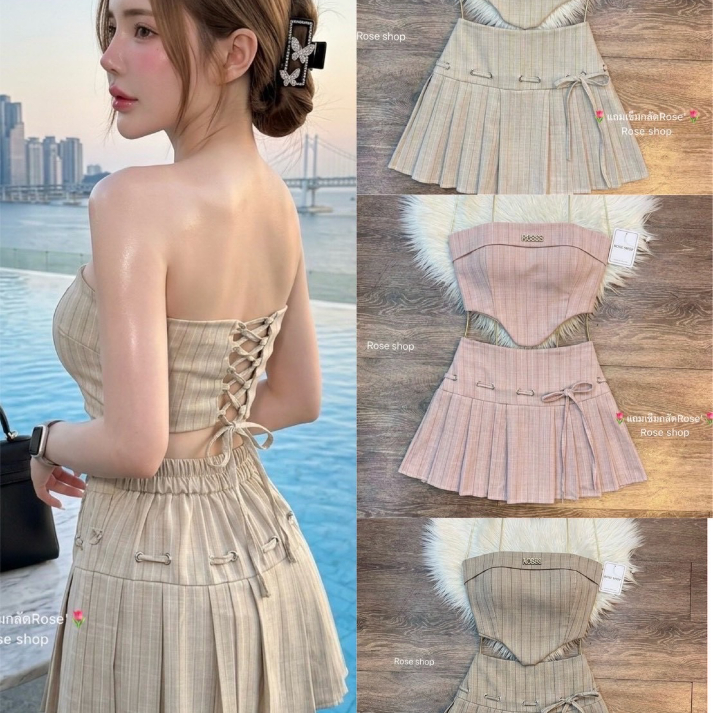 💗甜心百褶平口連身褲裙｜🇹🇭泰國服飾 