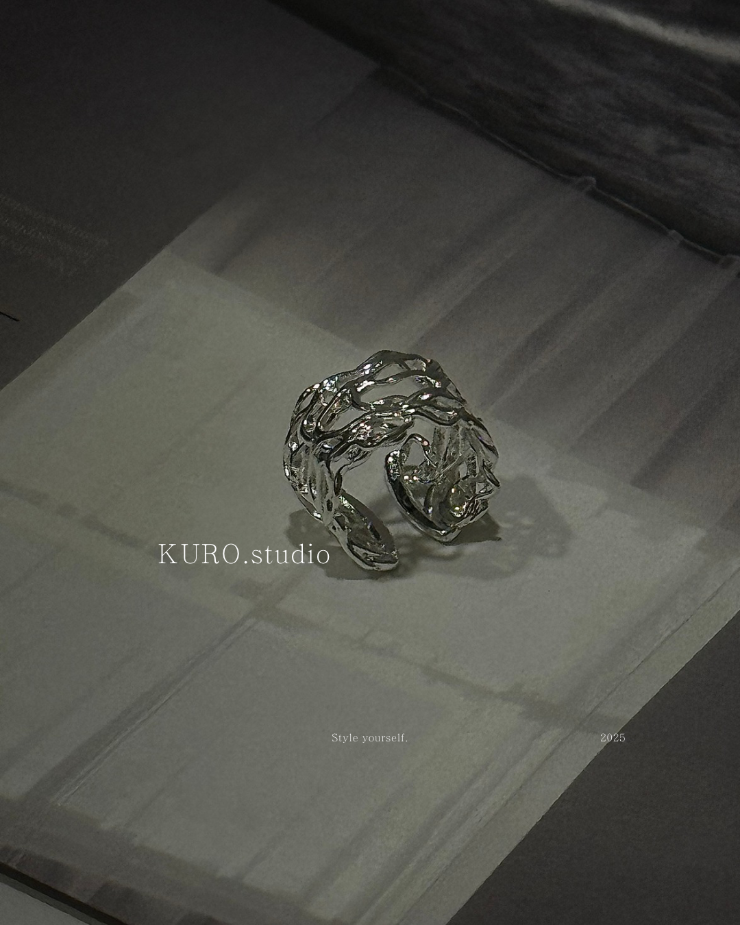 R010 輕奢風不規則鏤空織網戒指