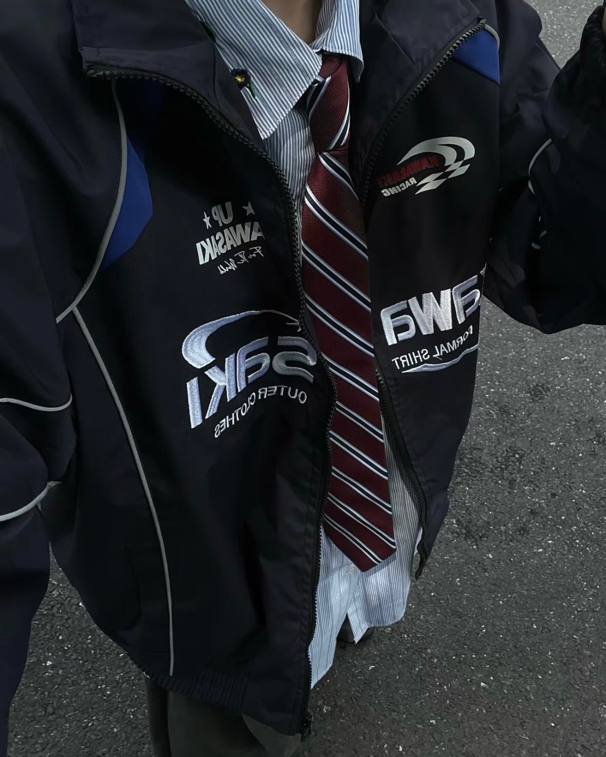 預購 Kawasaki 美式 復古 刺繡 防風 賽車 外套