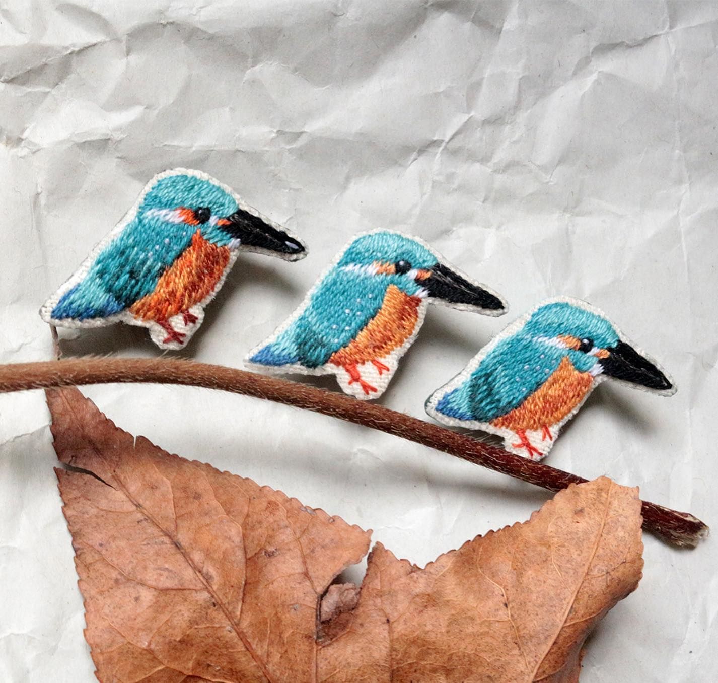 翠鳥 手工刺繡別針 | 生日禮物 紀念品
