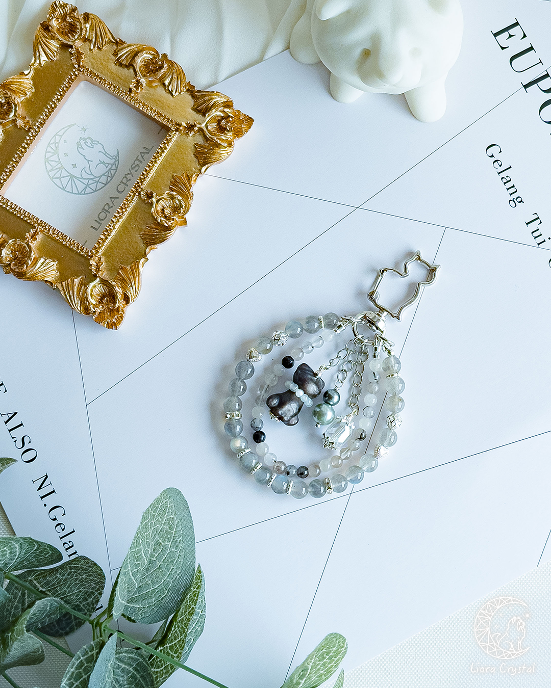 ❤︎ 獨家設計吊飾｜雙鏈款-灰黑.粉藍 ❤︎