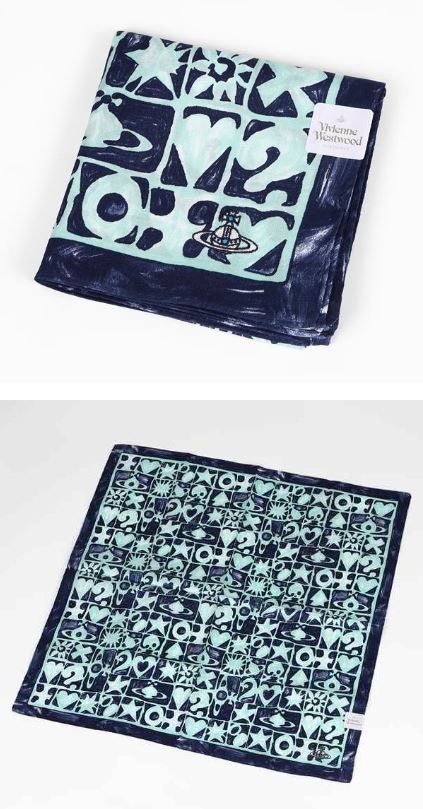 兩條以上免運 VIVIENNE WESTWOOD 日本製純棉 土星塗鴉 手帕 方巾 絲巾