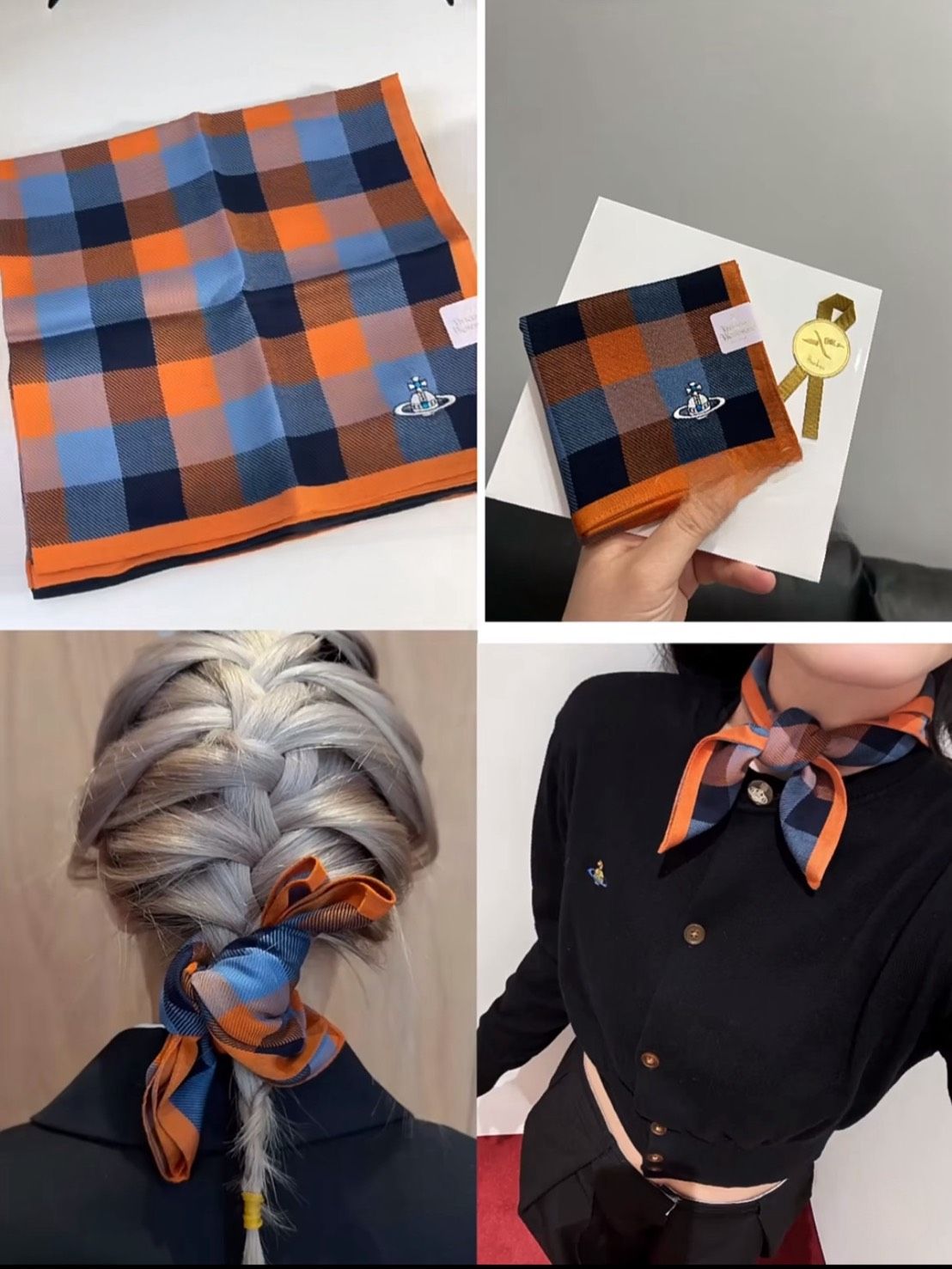 兩條以上免運 VIVIENNE WESTWOOD 日本製純棉 土星塗鴉 手帕 方巾 絲巾