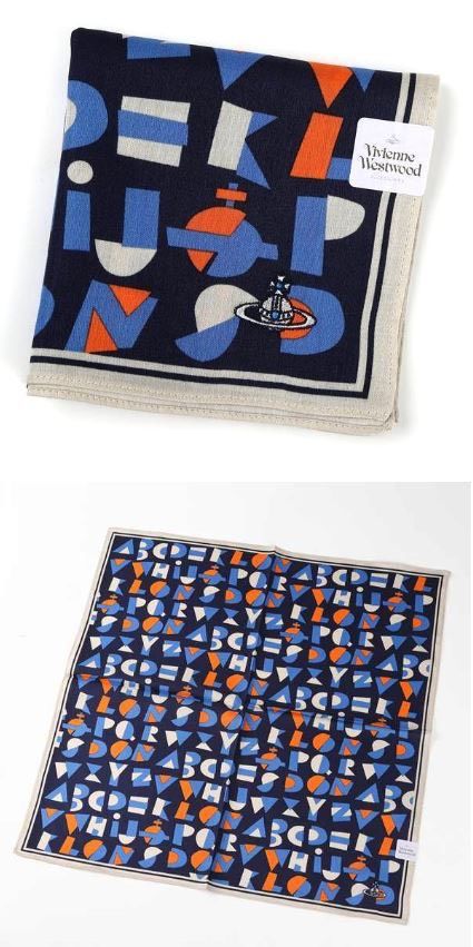 兩條以上免運 VIVIENNE WESTWOOD 日本製純棉 土星塗鴉 手帕 方巾 絲巾
