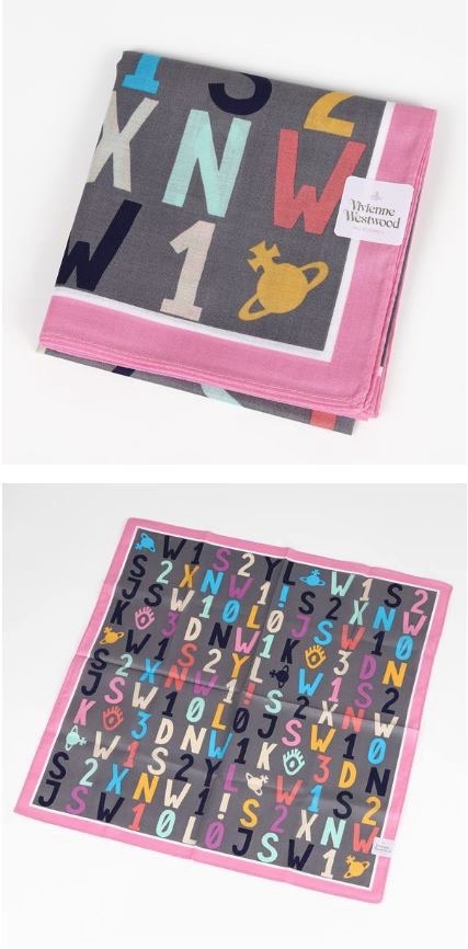 兩條以上免運 VIVIENNE WESTWOOD 日本製純棉 土星塗鴉 手帕 方巾 絲巾
