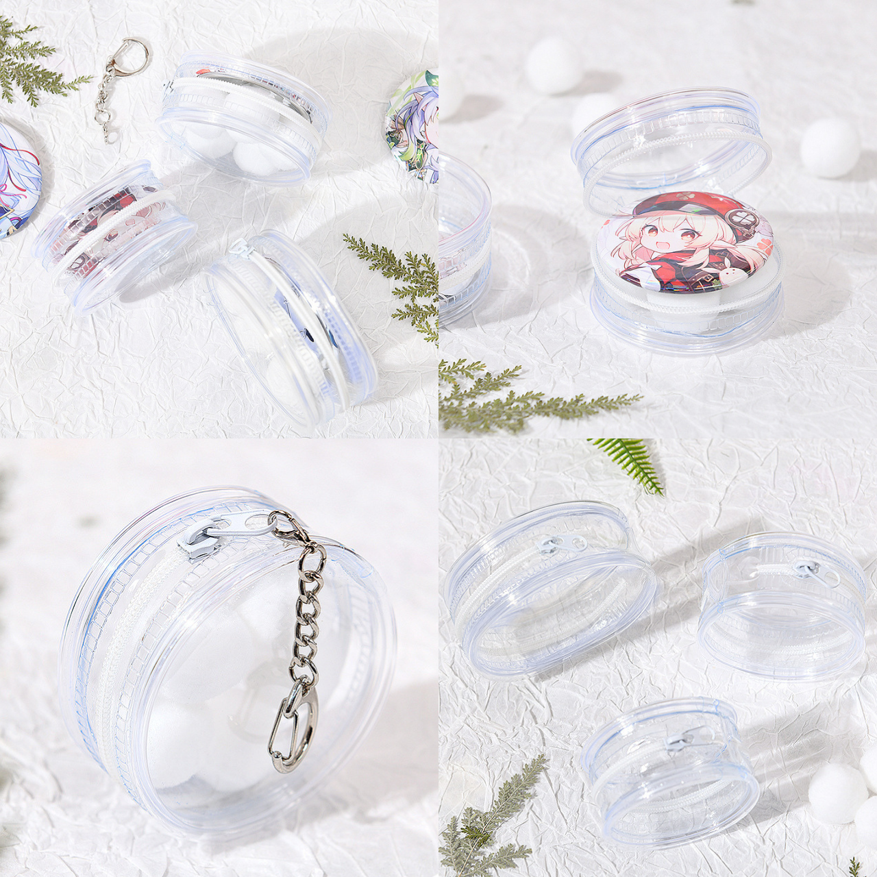 圓形立體雙面徽章吊飾包（附毛球-正反兩面皆可放徽章、也可放小公仔/小娃娃）