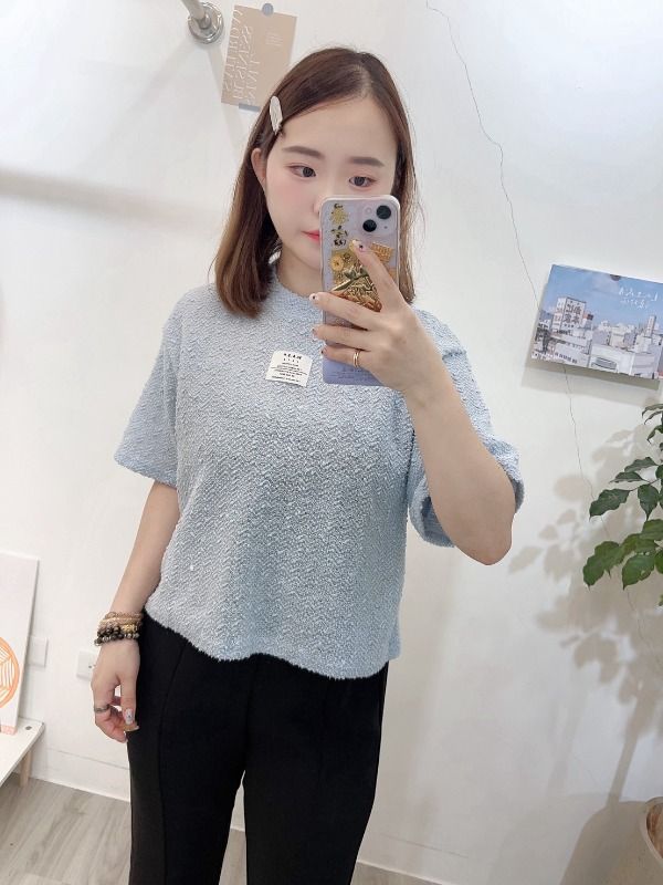 韓國同步車標亮片質感Tee