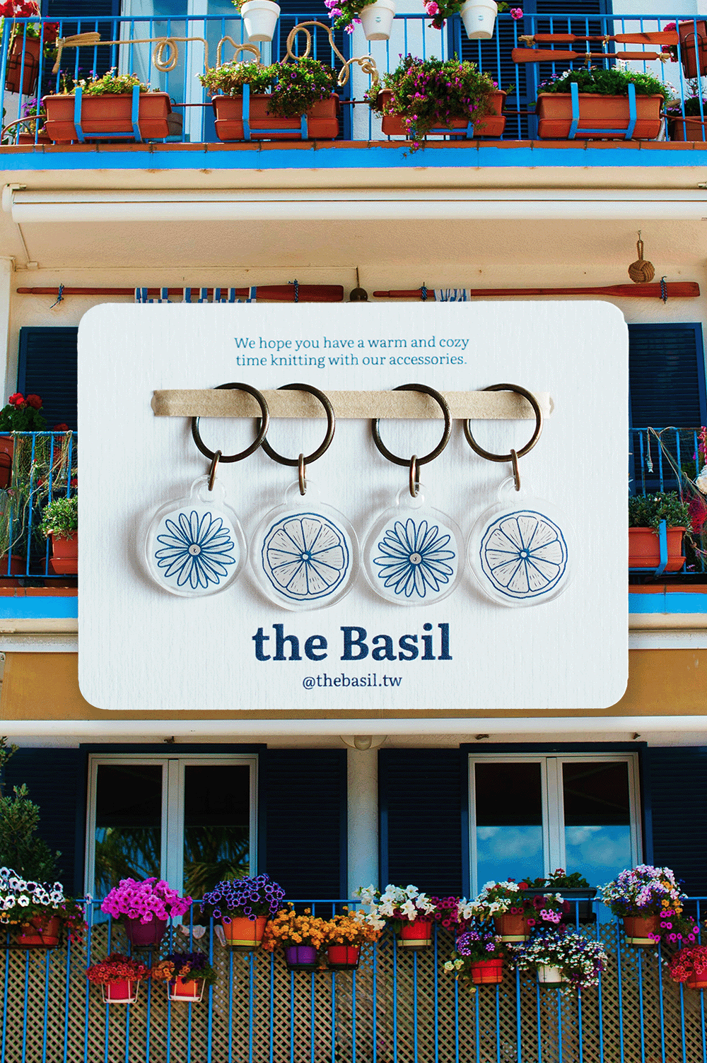 ❰ the Basil ❱ 設計記號圈 - 花園裡的檸檬白花 （一組4入）