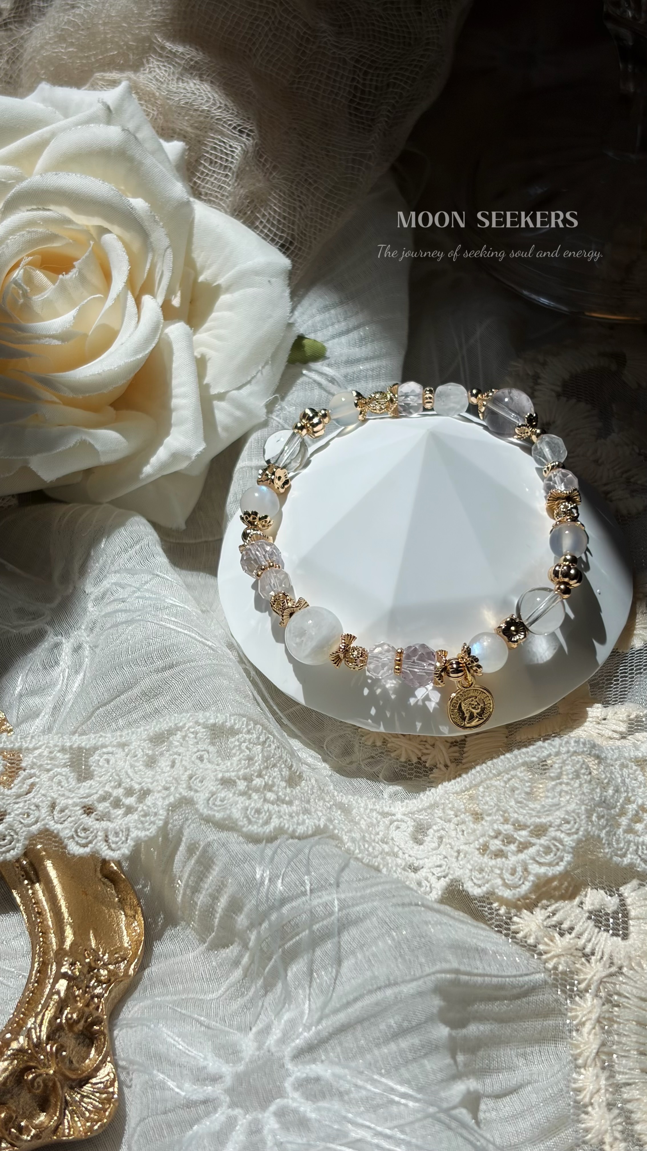 白雪花幽靈｜粉晶｜紫水晶｜月光石｜白水晶｜瑪瑙
