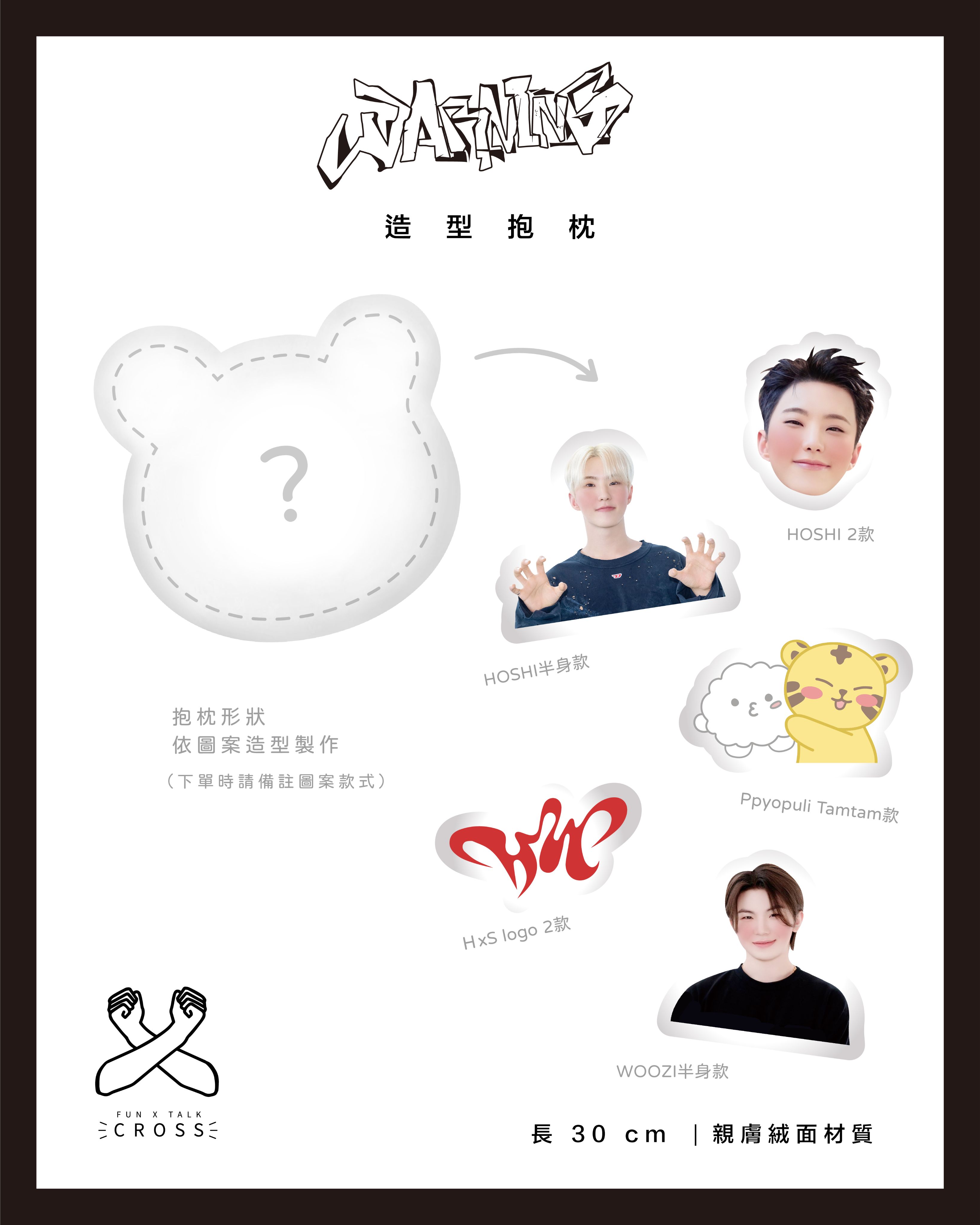 HOSHI x WOOZI 造型抱枕! 【預購商品，無法面交，限超取】（請點圖看更多選項）