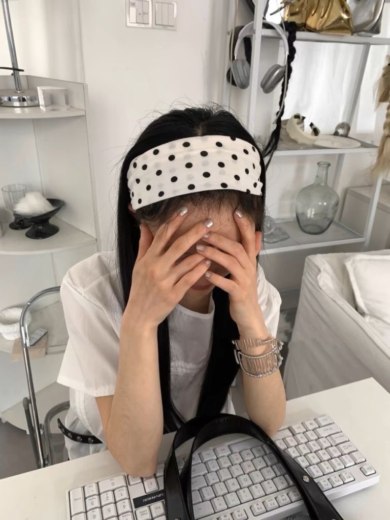 韓系圓點髮帶