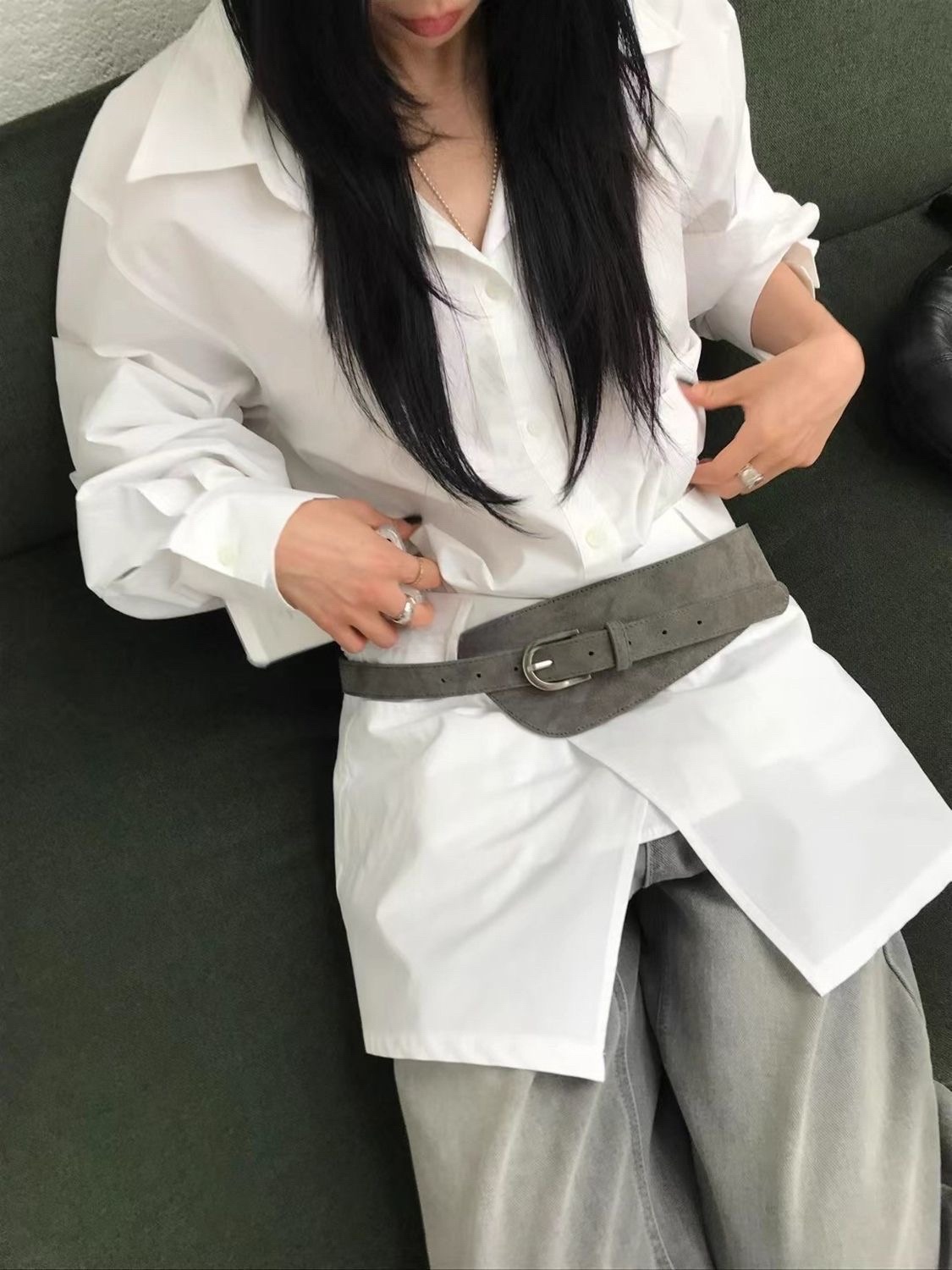 韓系絨面腰封皮帶