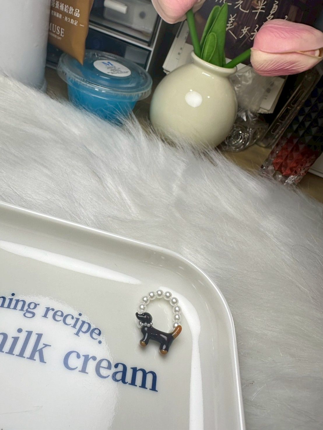 臘腸狗珍珠戒指 獨特食指設計款