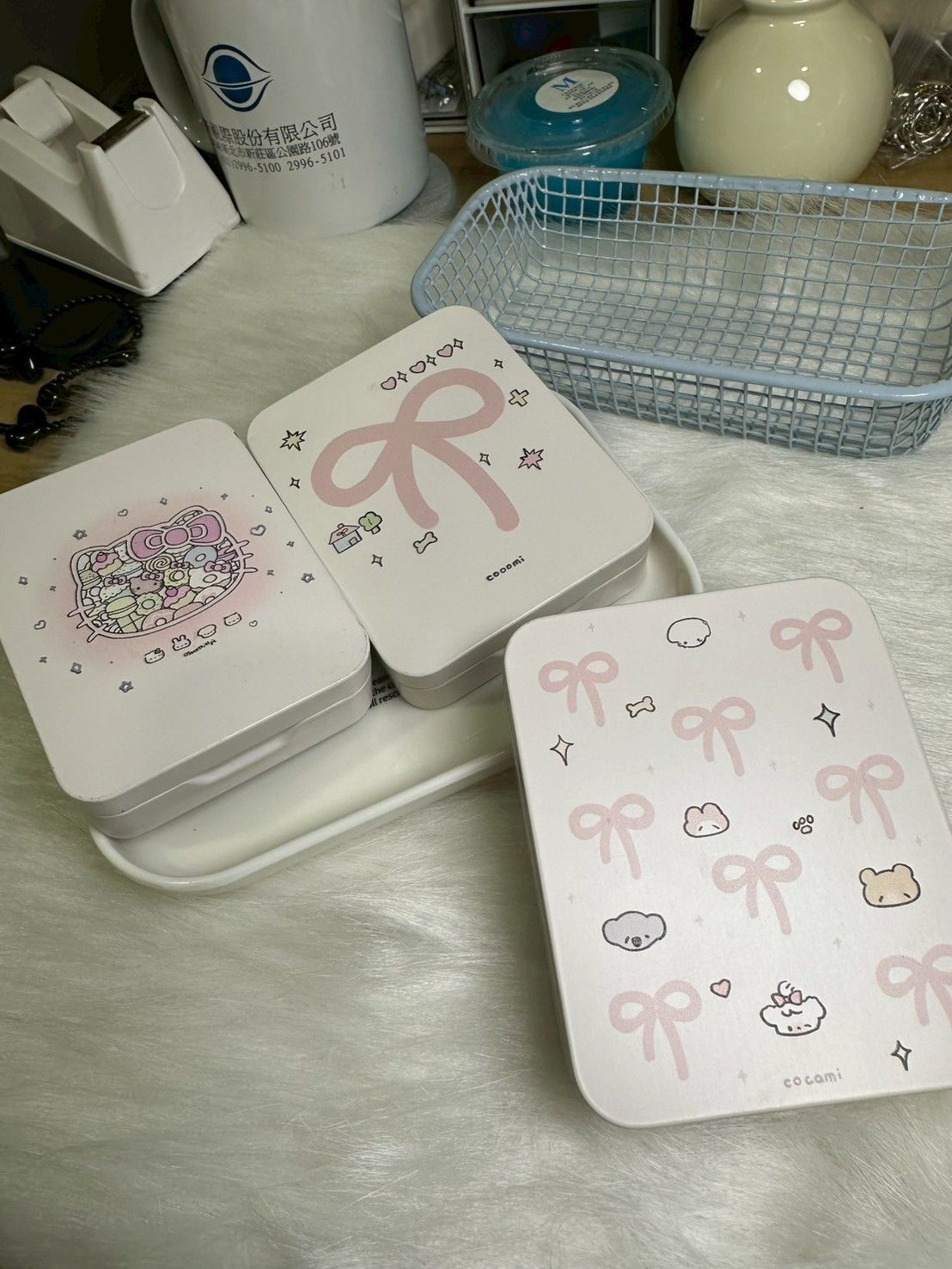 ins芭蕾風可愛蝴蝶結高顏值翻蓋收納盒