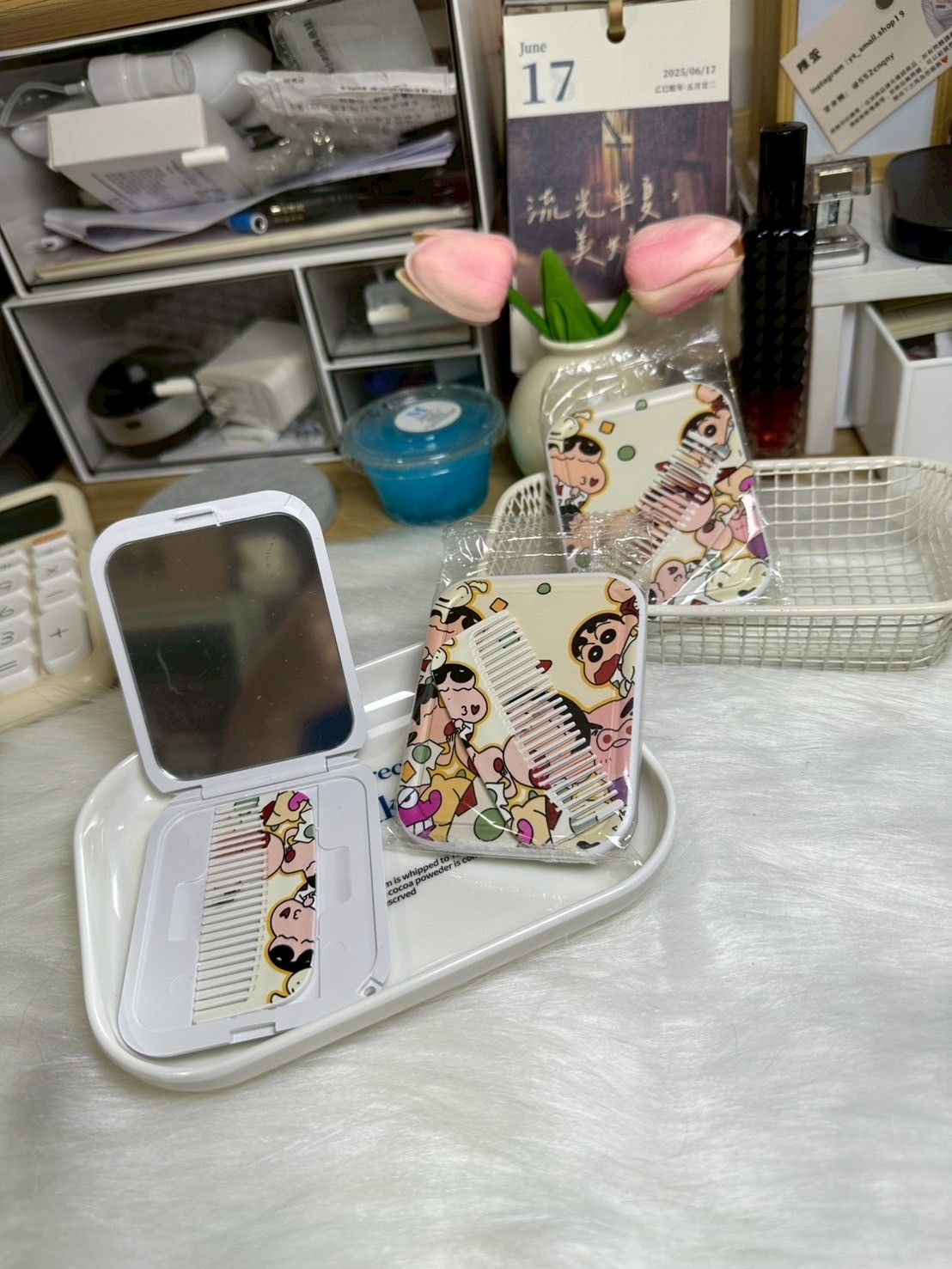 蠟筆小新可愛鏡子 帶梳子