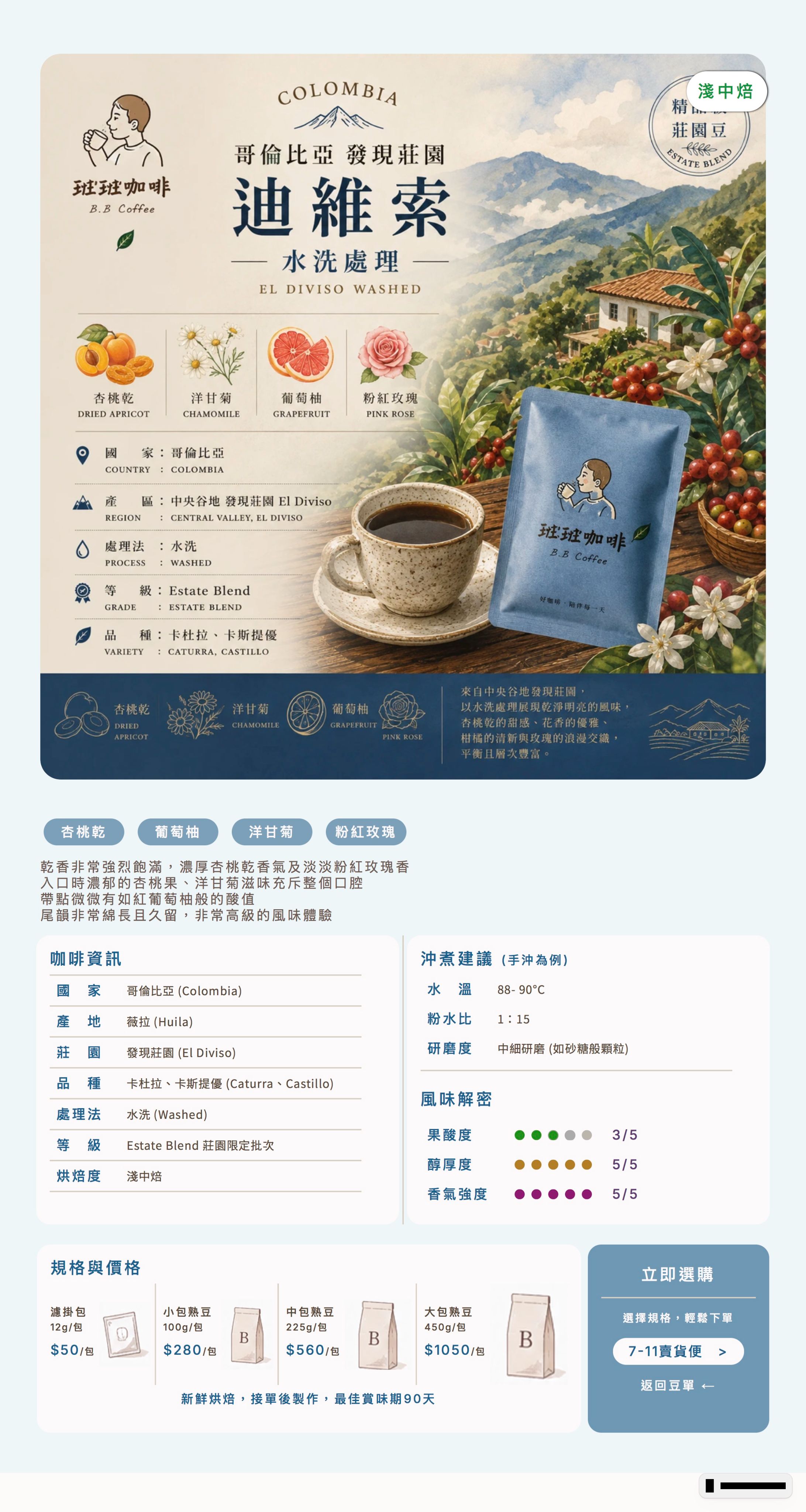 ❮淺中焙❯ 哥倫比亞 發現莊園 迪維索 水洗