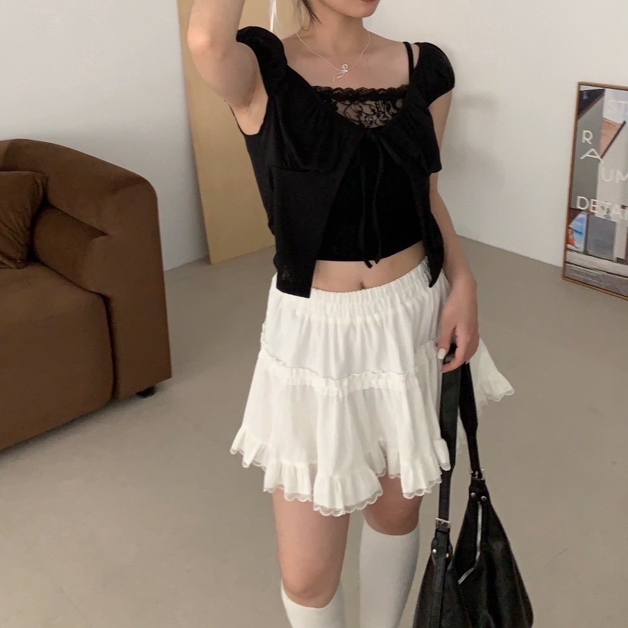 Velpro｜芭蕾風蕾絲拼接蛋糕裙