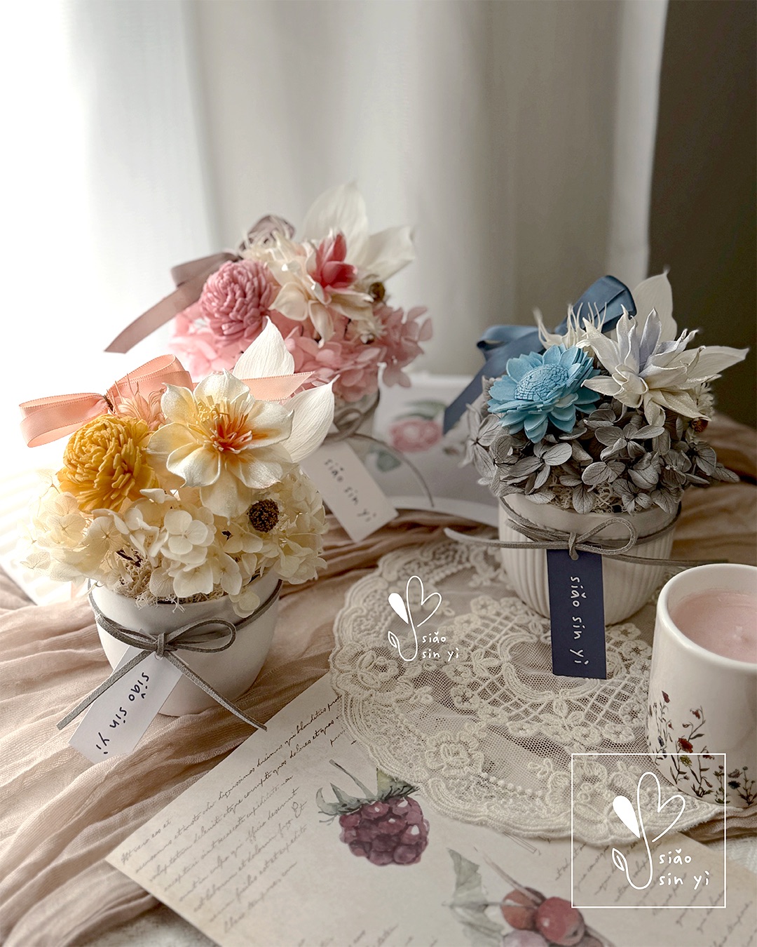 曉芯藝 Siǎo Sin Yì 《氣泡日和》擴香花/小款盆花/閨蜜禮/畢業季/謝師禮/七夕