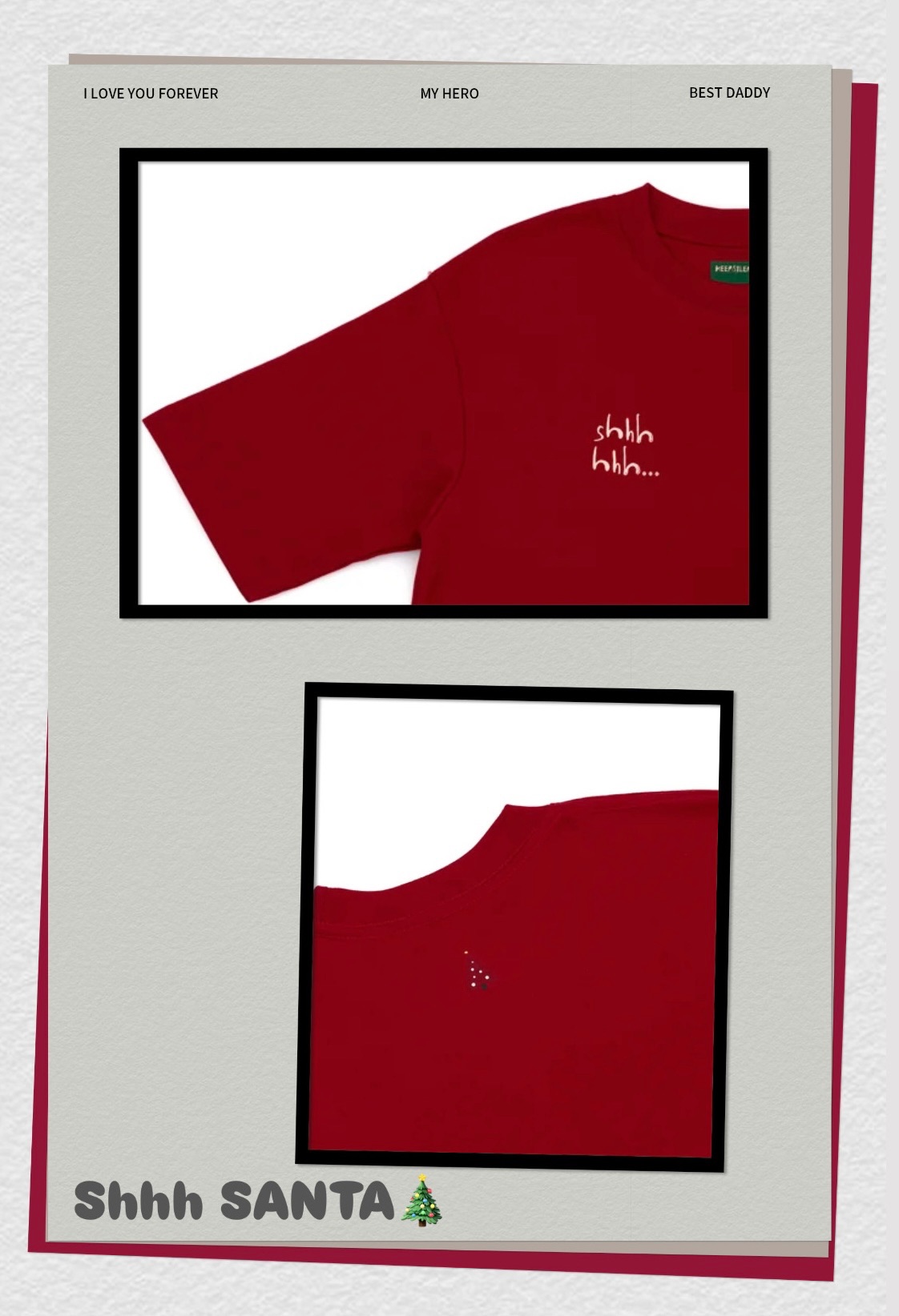 Keep Silent🦋 Shhh SANTA系列 T-shirt（預計2月底抵台）