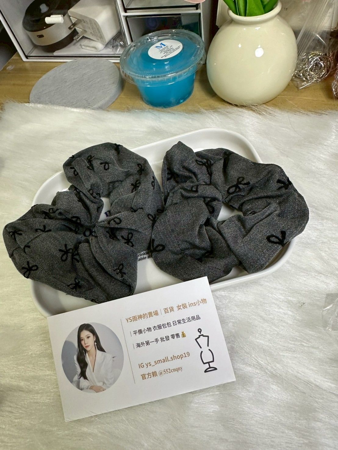 韓國歐膩推薦 黑色蝴蝶結髮圈大腸圈