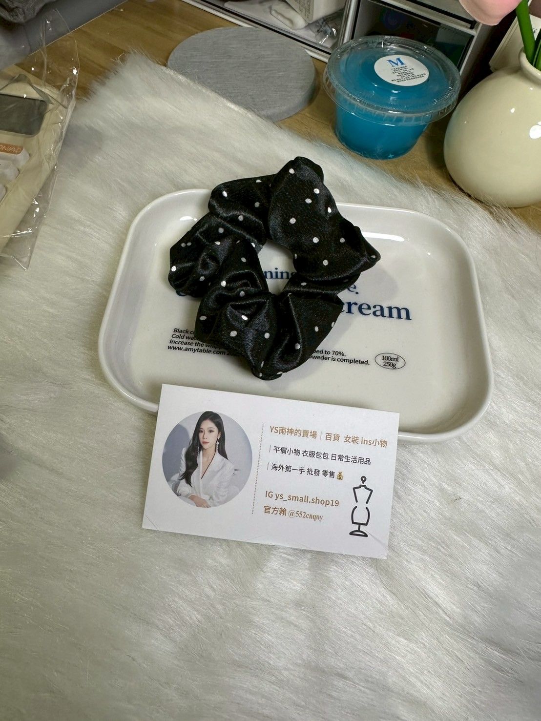 韓國歐膩推薦 黑色白點點髮圈大腸圈