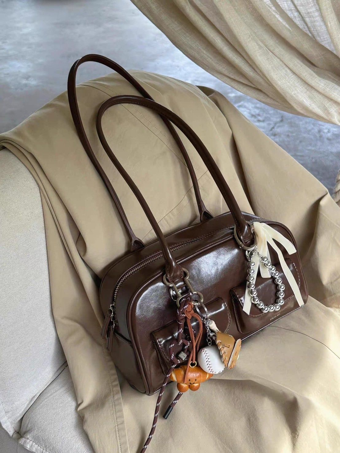 出清全新 咖色韓版包包