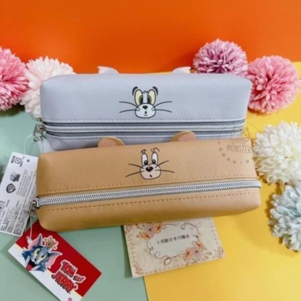 小怪獸選物🌸現貨 湯姆貓與傑利鼠 造型可愛雙面筆袋 立體 造型 鉛筆盒 筆袋 湯姆 傑利