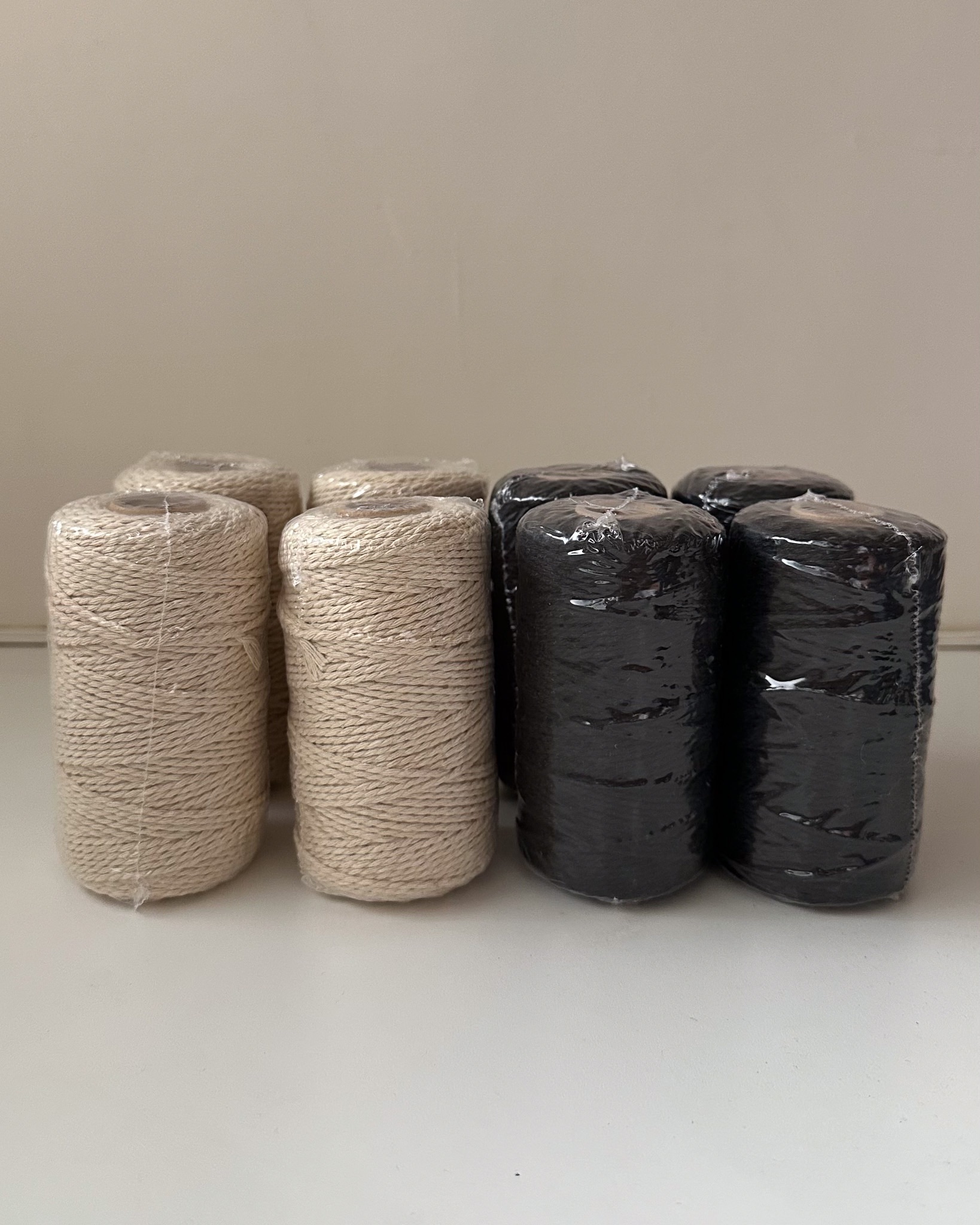 雙股棉繩 2mm 米色/黑色